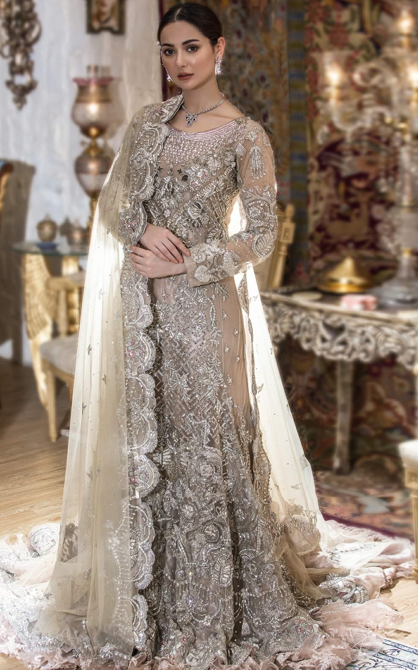 Champagne Embellished Net Bridal Gown (2-Piece) - Image 1