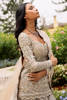 Pakistani Nude Gold Embroidered Net Bridal Gown (2-Piece) - Image 12