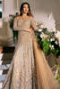 Pakistani Nude Gold Embroidered Net Bridal Gown (2-Piece) - Image 2