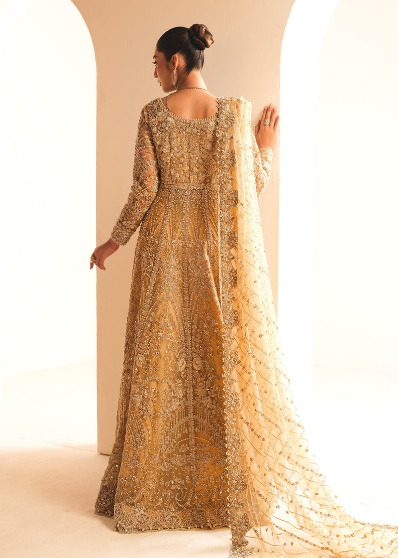 Gold Embroidered Net Bridal Gown (2-Piece) - Image 8