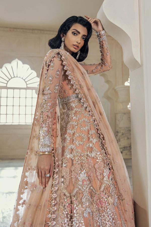 Pakistani Bronze Zardozi Net Bridal Gown (2-Piece) - Image 7