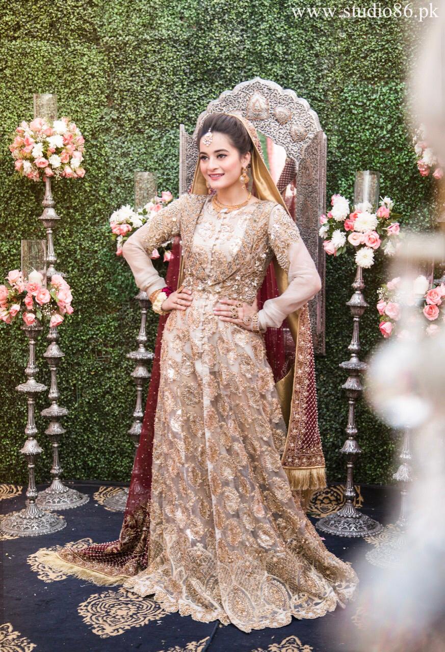 Gold Zardozi Net Bridal Gown (2-Piece) - Image 4