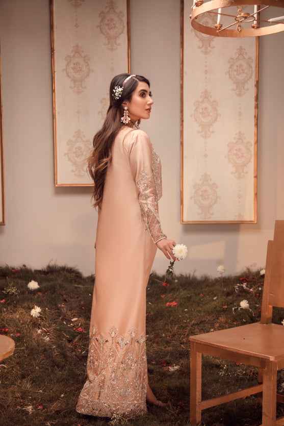 Champagne Hand-Embellished Raw Silk Gown (2-Piece) - Image 3
