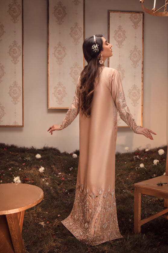 Champagne Hand-Embellished Raw Silk Gown (2-Piece) - Image 4