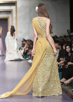 Neon Crystal Embellished Net Chiffon Rawsilk Gown (3-Piece) - Image 4