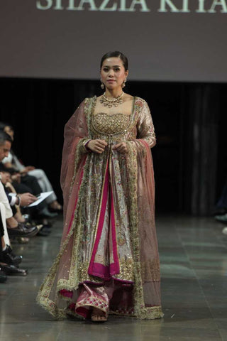 Rose Gold Embellished Silk-Net Bridal Gown (2-Piece) - Image 2