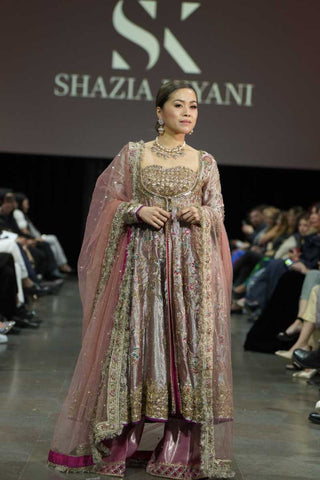 Rose Gold Embellished Silk-Net Bridal Gown (2-Piece) - Image 3