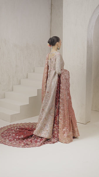 Champagne Rouge Embellished Silk Blend Bridal Gown (3-Piece) - Image 7