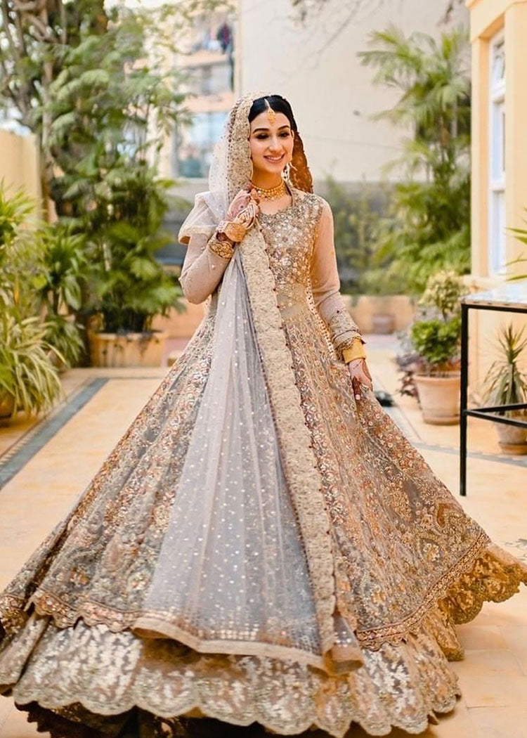 Champagne Gold Embellished Silk-Blend Bridal Gown (2-Piece) - Image 1