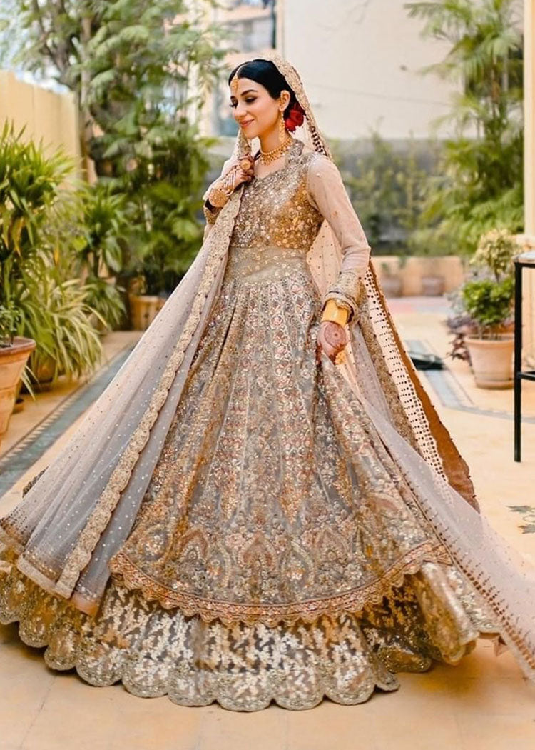 Champagne Gold Embellished Silk-Blend Bridal Gown (2-Piece) - Image 7