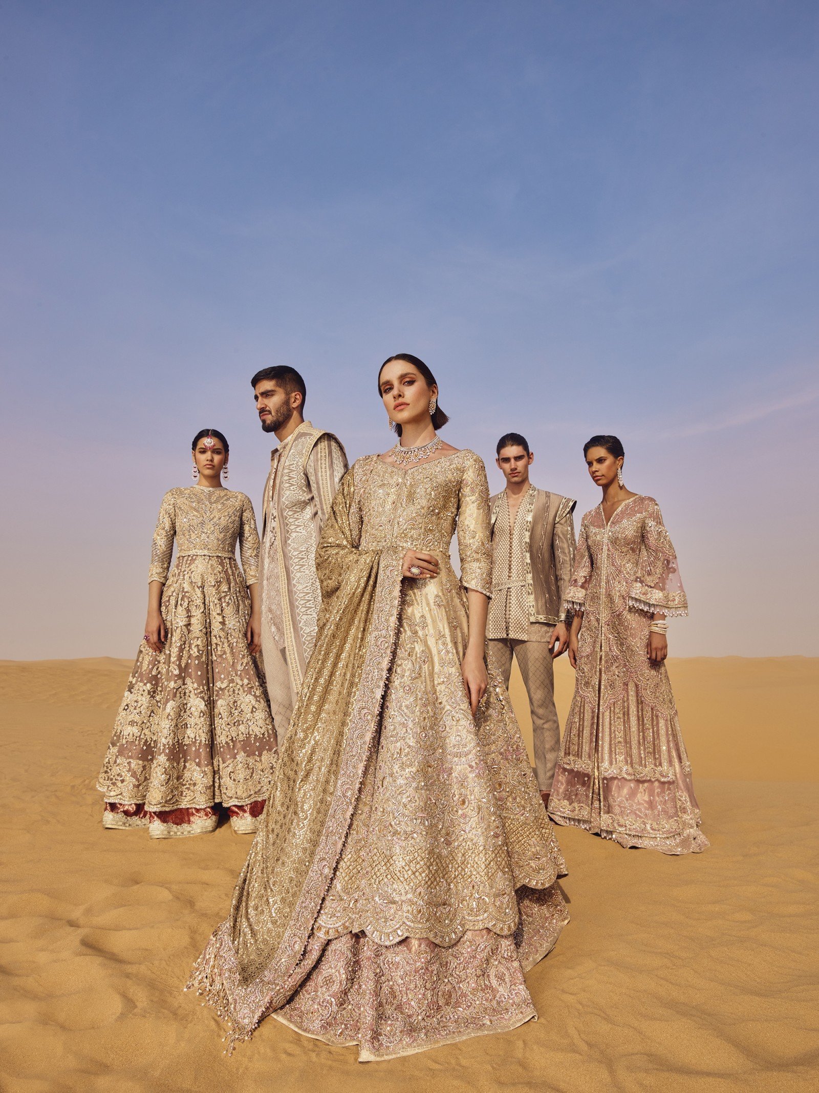 Champagne Gold Embroidered Silk Organza Bridal Gown (2-Piece) - Image 1