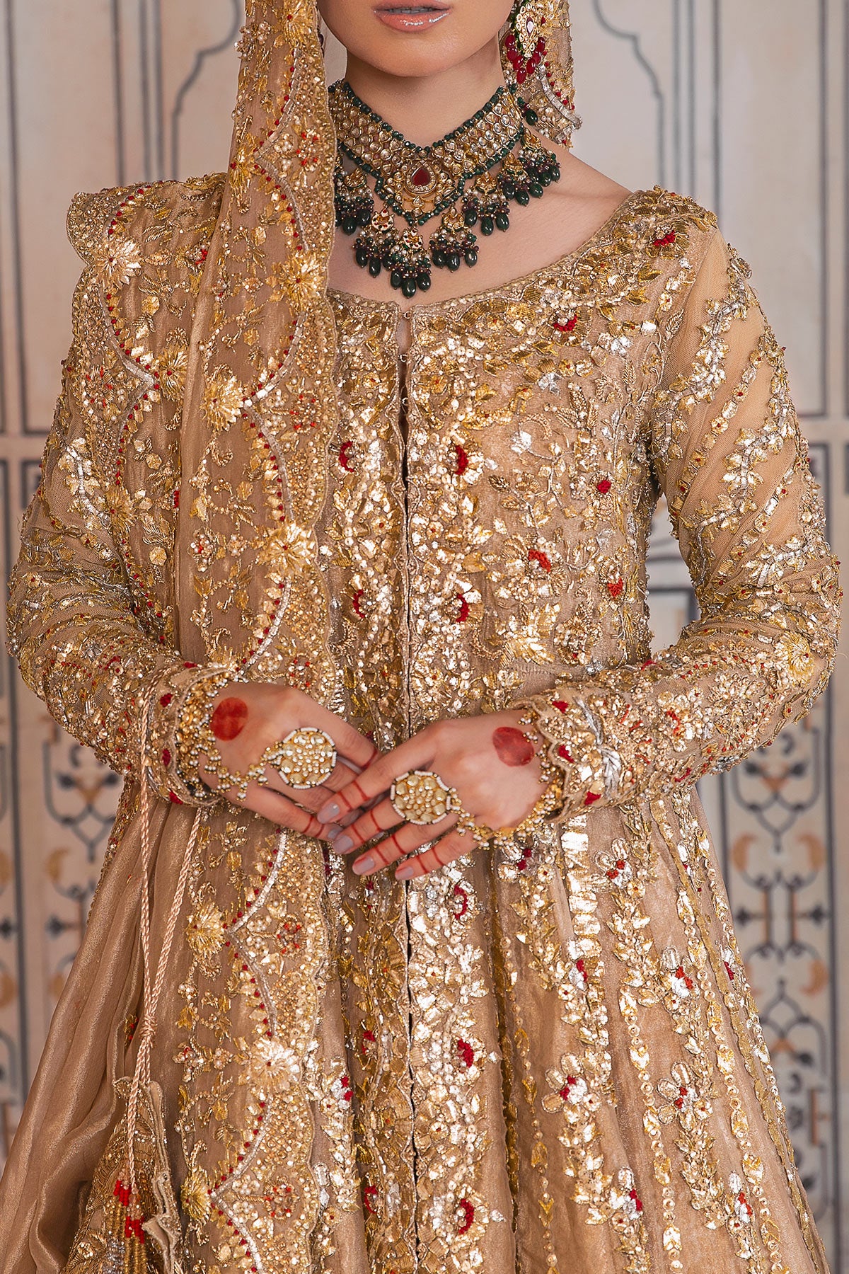 Gold Gota Zardozi Silk Tissue Gown (2-Piece) - Image 4
