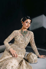 Gold Embellished Silk Bridal Gown (2-Piece) - Image 5