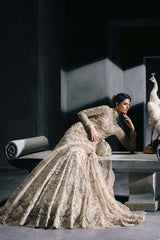 Gold Embellished Silk Bridal Gown (2-Piece) - Image 6