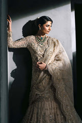 Gold Embellished Silk Bridal Gown (2-Piece) - Image 8