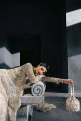 Gold Embellished Silk Bridal Gown (2-Piece) - Image 9