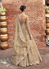 Pakistani Gold Hand-Embellished Net Silk Bridal Gown (2-Piece) - Image 4