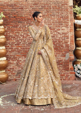 Pakistani Gold Hand-Embellished Net Silk Bridal Gown (2-Piece) - Image 7