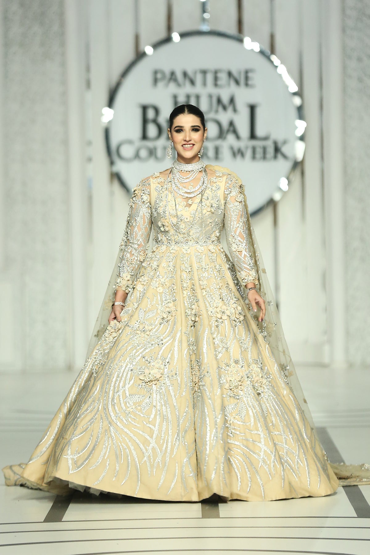 Champagne Zardozi Silk Bridal Gown (2-Piece) - Image 2