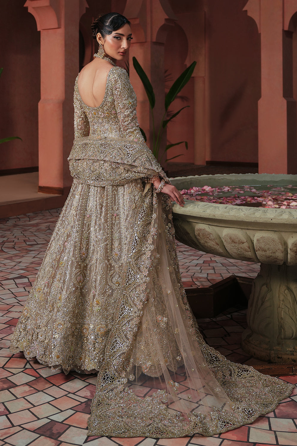 Soft Gold Embellished Tissue Bridal Gown (2-Piece) - Image 3