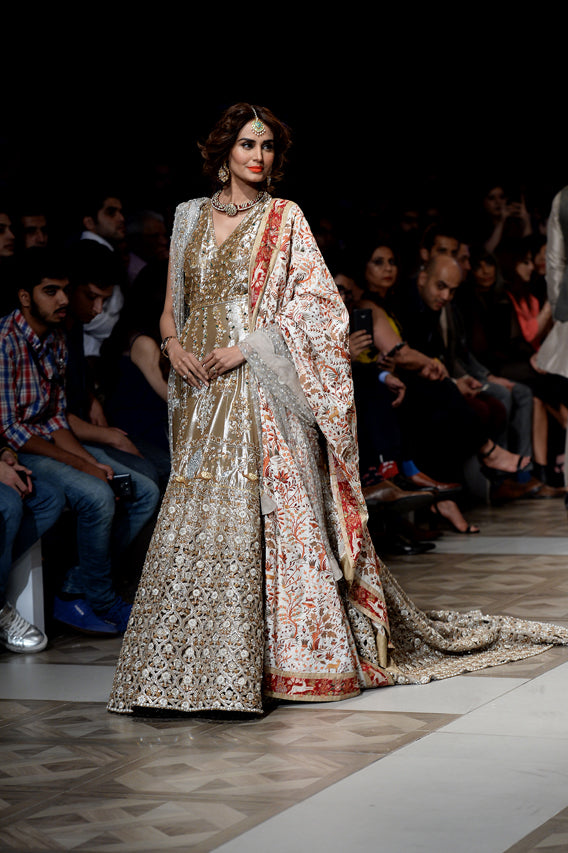 Gold Zardozi Cutwork Tissue Gown (2-Piece) - Image 1