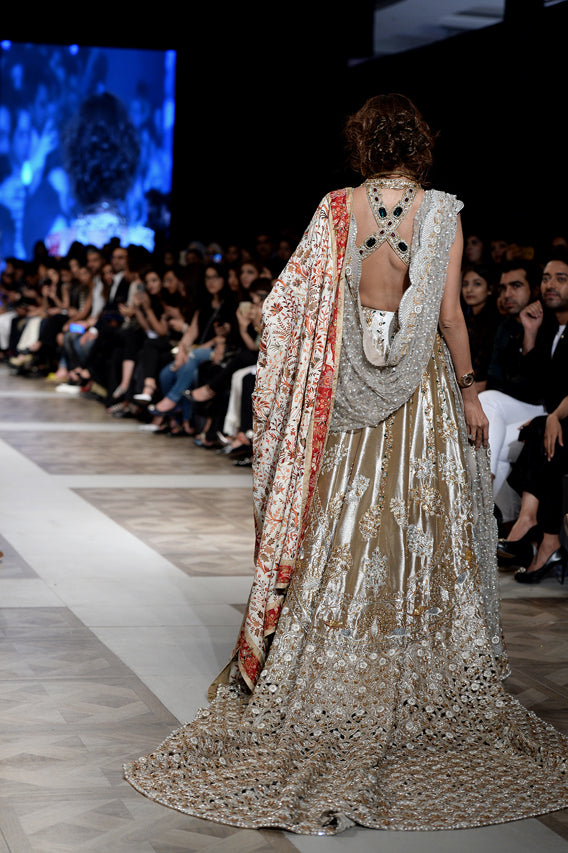 Gold Zardozi Cutwork Tissue Gown (2-Piece) - Image 6