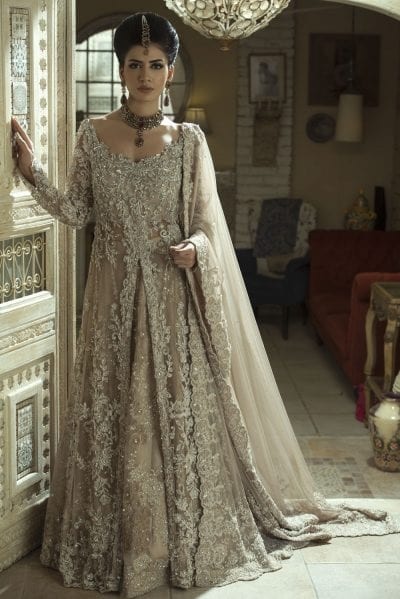 Pakistani Rose Gold Swarovski & Pearl Tulle Bridal Gown (2-Piece) - Image 3