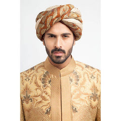 Peach Gold Brocade Groom Sherwani (3-Piece) - Image 4
