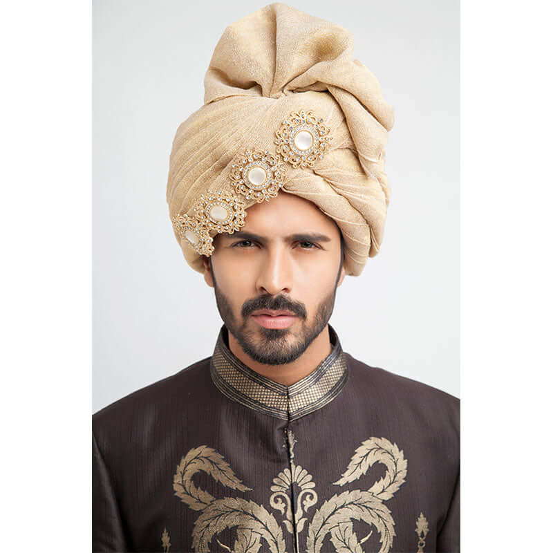 Antique Dull Gold Brocade Sherwani (3-Piece) - Image 4