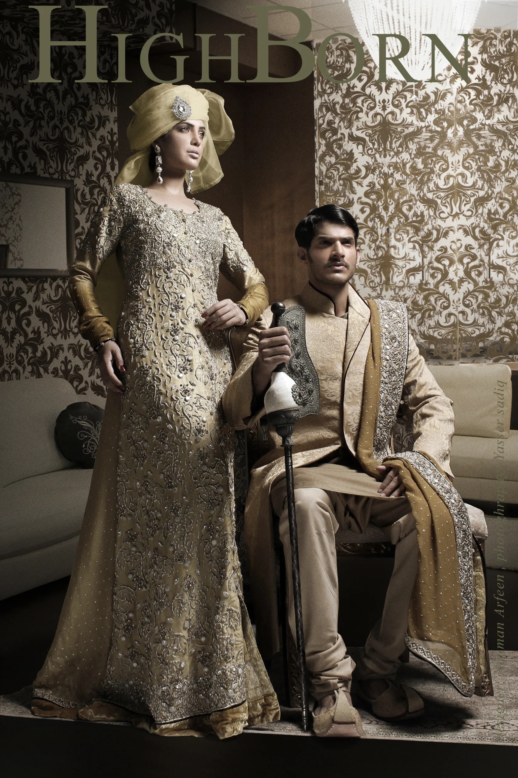 Gold Self-Weave Brocade Sherwani (2-Piece) - Image 2