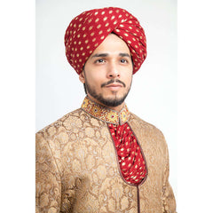 Antique Gold Zardozi Brocade Silk Sherwani (3-Piece) - Image 3