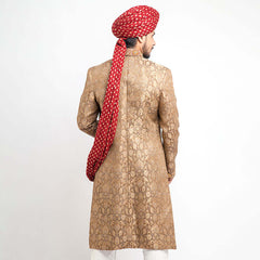 Antique Gold Zardozi Brocade Silk Sherwani (3-Piece) - Image 5