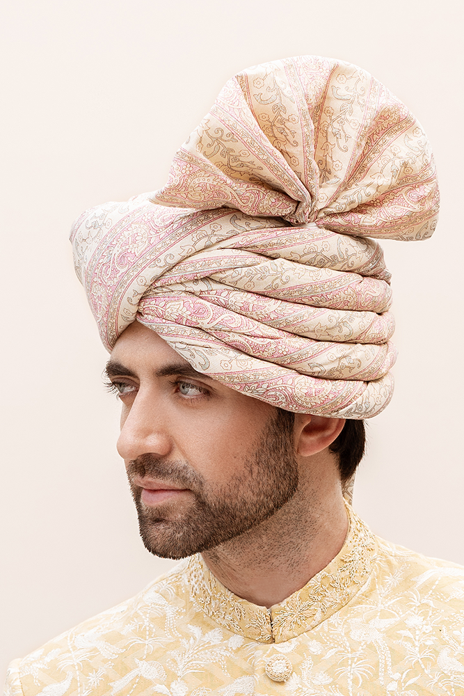 Yellow Gold Embroidered Jacquard Sherwani (2-Piece) - Image 3