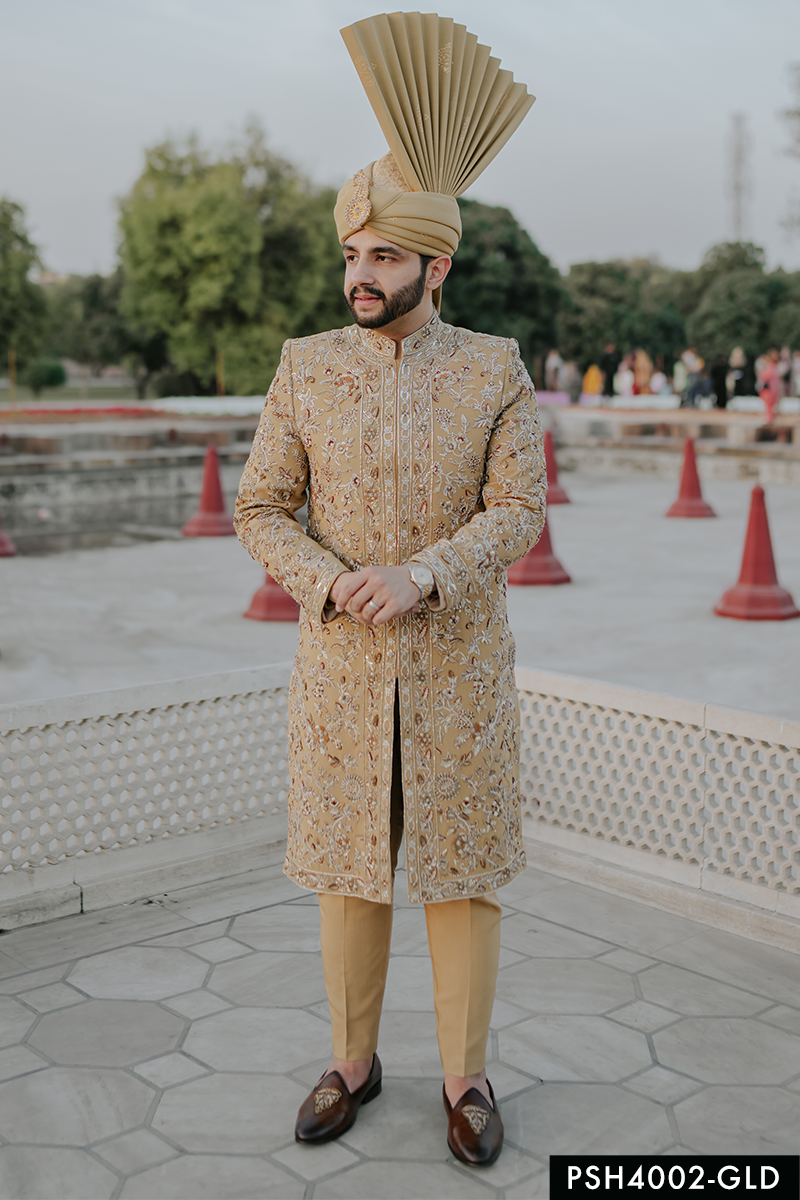 Gold Adda Work Serona Groom Sherwani (2-Piece) - Image 1