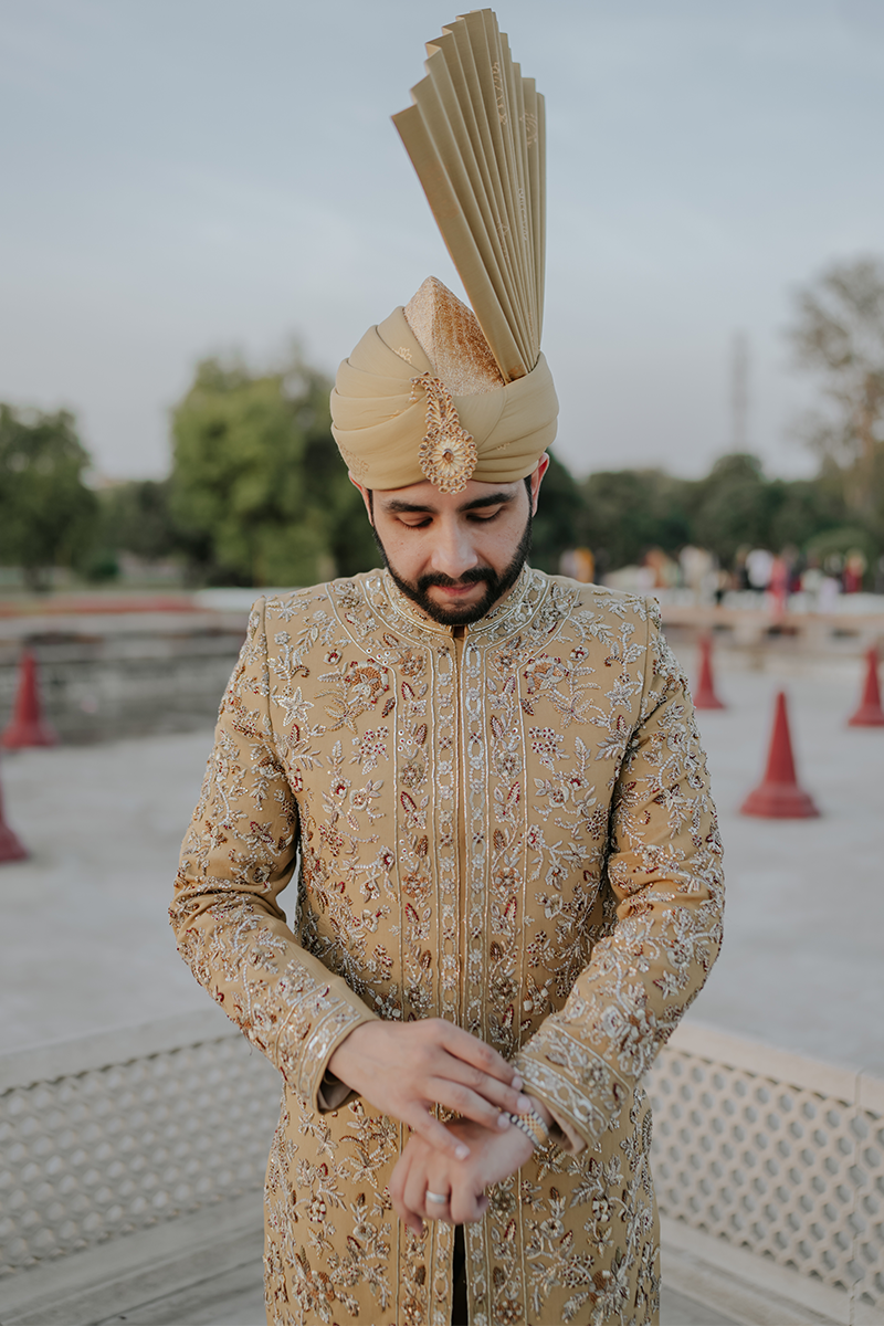 Gold Adda Work Serona Groom Sherwani (2-Piece) - Image 3
