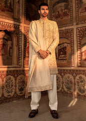 Gold Hand-Embroidered Silk-Blend Sherwani (3-Piece) - Image 2