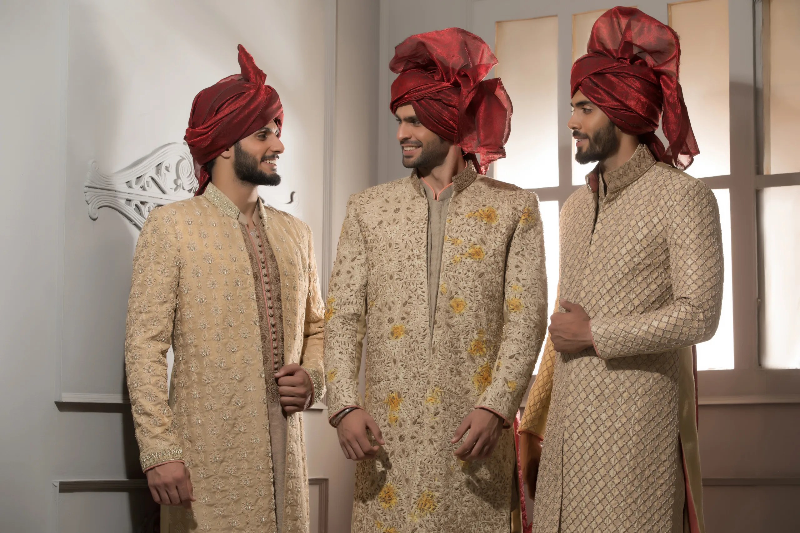Gold-Tone Embroidered Silk-Blend Sherwani (3-Piece) - Image 2