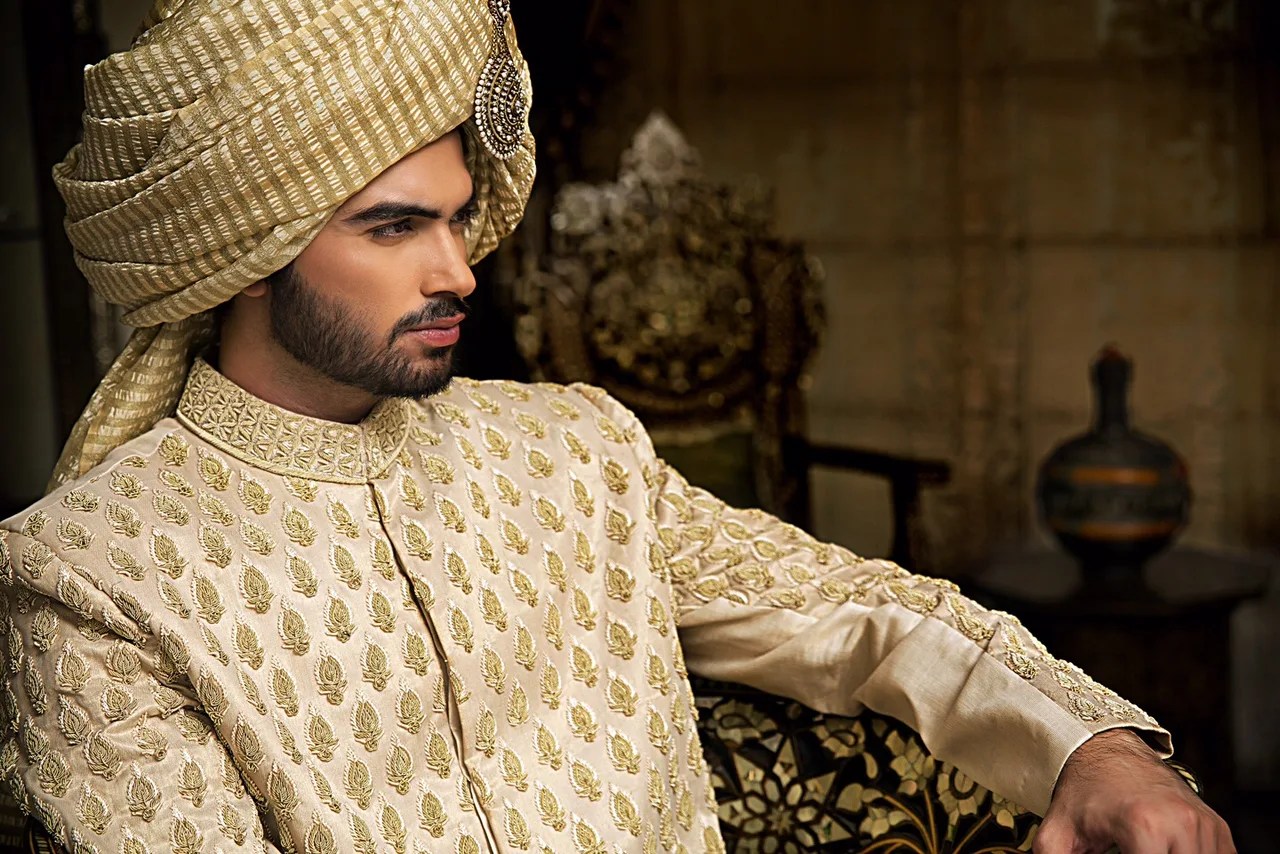 Gold Thread-Embroidered Silk-Blend Sherwani (2-Piece) - Image 2