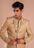 Golden Hand Embroidered Silk Sherwani (3-Piece) - Image 4