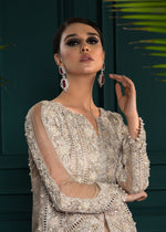 Champagne Embellished Net Long Jacket with Satin Trousers (2-Piece) - Image 3