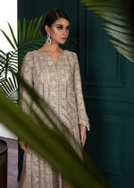 Champagne Embellished Net Long Jacket with Satin Trousers (2-Piece) - Image 4