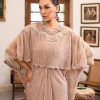 Pakistani Champagne Jeweled Crinkle Moonlight Kaftan (1-Pc) - Image 3
