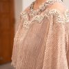 Pakistani Champagne Jeweled Crinkle Moonlight Kaftan (1-Pc) - Image 4
