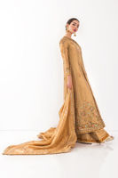Pakistani Gold Zardozi Embroidered Shimmer Kalidar (3-Piece) - Image 10