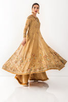 Pakistani Gold Zardozi Embroidered Shimmer Kalidar (3-Piece) - Image 5