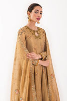 Pakistani Gold Zardozi Embroidered Shimmer Kalidar (3-Piece) - Image 6
