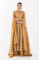 Pakistani Gold Zardozi Embroidered Shimmer Kalidar (3-Piece) - Image 9