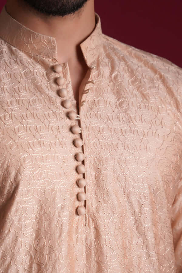 Rose Gold Chikankari Soft Cotton Kurta (2-Piece) - Image 2