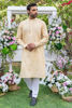 Golden Embroidered Cotton-Silk Kurta (2-Piece) - Image 2