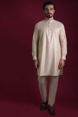 Light Gold Cotton-Silk Kurta Pajama (2-Piece) - Image 2
